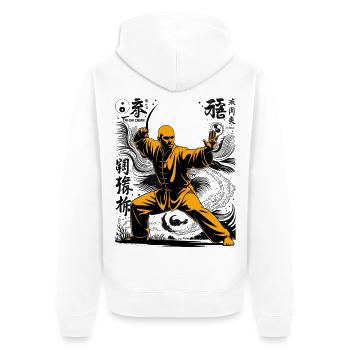 Tai Chi Zen Meditation – Chi Qigong Training - Unisex Premium Organic Zip Hoodie - white - Back - Thijin (182cm)