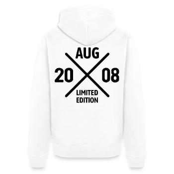Édition limitée cadeau d’anniversaire d’août 2008 - Veste à capuche bio Premium Unisexe - blanc - Dos - Thijin (182cm)
