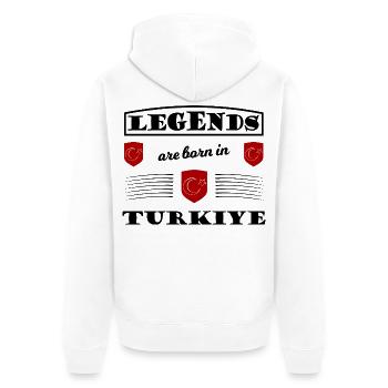Roter Schild Türkei - Unisex Premium Bio Zip Hoodie - Weiß - Hinten - Thijin (182cm)