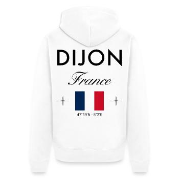 Dijon France Coordinates Souvenir de voyage - Veste à capuche bio Premium Unisexe - blanc - Dos - Thijin (182cm)