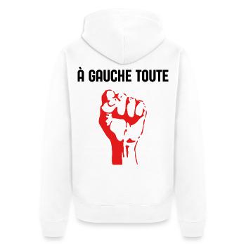 à Gauche Toute  humour politique élection 2027 LFI - Veste à capuche bio Premium Unisexe - blanc - Dos - Thijin (182cm)
