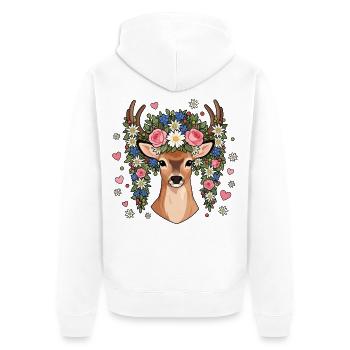 Hirsch Edelweiss Hearts Folk Festival Traditional Costumes - Unisex Premium Organic Zip Hoodie - white - Back - Thijin (182cm)