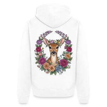 Deer Fawn Flowers Folk Festival Traditional Costumes Replacement Women - Unisex Premium Organic Zip Hoodie - white - Back - Thijin (182cm)