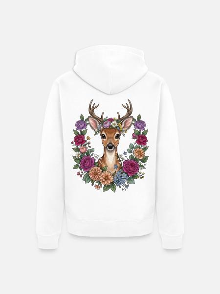 Festival folklorique des Fleurs de Cerf Costumes Traditionnels Cadeau de remplacement - Veste à capuche bio Premium Unisexe - blanc