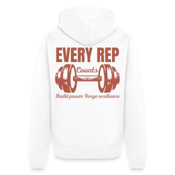 Every Rep Counts Barbell Fitness Gym Motivation - Unisex Premium Organic Zip Hoodie - white - Back - Thijin (182cm)
