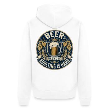 Drôle de proverbe de bière | L’âge adulte est difficile - Veste à capuche bio Premium Unisexe - blanc - Dos - Thijin (182cm)