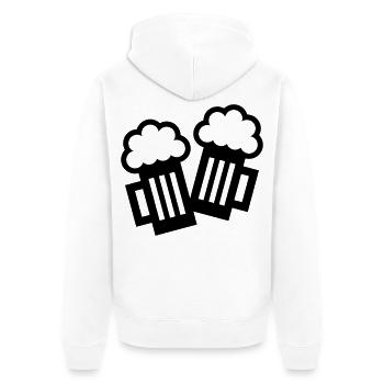 2 Bierkrug Icons Stoßen An (Bier / Maßkrüge / B) - Unisex Premium Bio Zip Hoodie - Weiß - Hinten - Thijin (182cm)