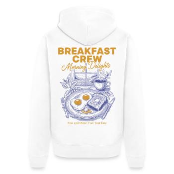 Breakfast Crew Morning Delights Funny Brunch - Unisex Premium Organic Zip Hoodie - white - Back - Thijin (182cm)