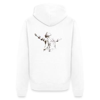 Silhouette bras écartés - Veste à capuche bio Premium Unisexe - blanc - Dos - Thijin (182cm)
