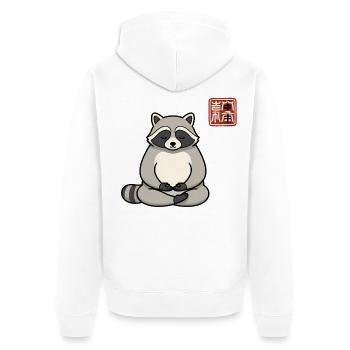 Zen Raccoon Meditator - Unisex Premium Organic Zip Hoodie - white - Back - Thijin (182cm)