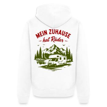 Mein Zuhause hat Räder – Vanlife - Unisex Premium Bio Zip Hoodie - Weiß - Hinten - Thijin (182cm)