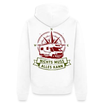 Nichts Muss Alles Kann Wohnmobil Roadtrip - Unisex Premium Bio Zip Hoodie - Weiß - Hinten - Thijin (182cm)