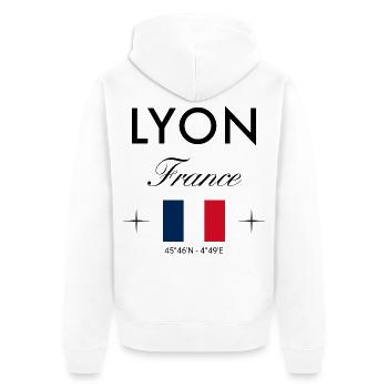 Lyon Frankreich Koordinaten Reise Souvenir - Unisex Premium Bio Zip Hoodie - Weiß - Hinten - Thijin (182cm)