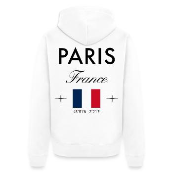Paris France Coordinates Travel Souvenir - Unisex Premium Organic Zip Hoodie - white - Back - Thijin (182cm)