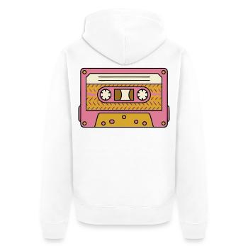 Cassette rétro en rose - Veste à capuche bio Premium Unisexe - blanc - Dos - Thijin (182cm)