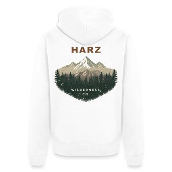 Co. de la Nature sauvage du Harz | Montagne Vintage - Veste à capuche bio Premium Unisexe - blanc - Dos - Thijin (182cm)