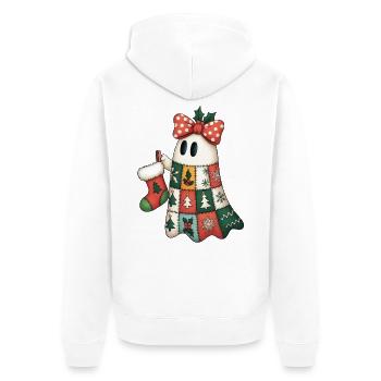 Fantôme patchwork avec quilt de Noël - Veste à capuche bio Premium Unisexe - blanc - Dos - Thijin (182cm)