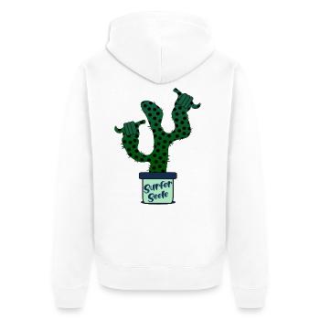 Surfer Surfing Kaktus - Unisex Premium Bio Zip Hoodie - Weiß - Hinten - Thijin (182cm)