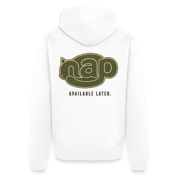 NAP – Available Later | Sleeping Cat - Unisex Premium Organic Zip Hoodie - white - Back - Thijin (182cm)