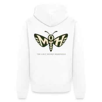 MOTH – The Light Seemed Reasonable - Unisex Premium Organic Zip Hoodie - white - Back - Thijin (182cm)