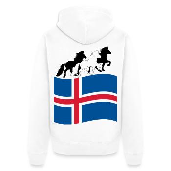 Icelandic flag with Icelandic horses - Unisex Premium Organic Zip Hoodie - white - Back - Thijin (182cm)