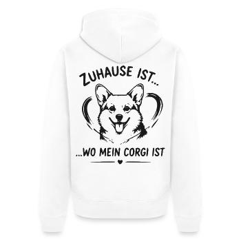 Zuhause ist Wo mein Corgi ist - Unisex Premium Bio Zip Hoodie - Weiß - Hinten - Thijin (182cm)