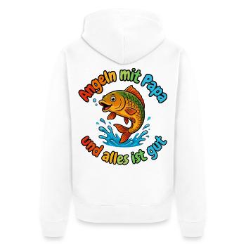 Angeln mit Papa – Alles ist gut - Unisex Premium Bio Zip Hoodie - Weiß - Hinten - Thijin (182cm)