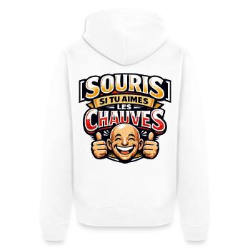 Souris Si tu aimes les chauves Französischer Humor - Unisex Premium Bio Zip Hoodie - Weiß - Hinten - Thijin (182cm)