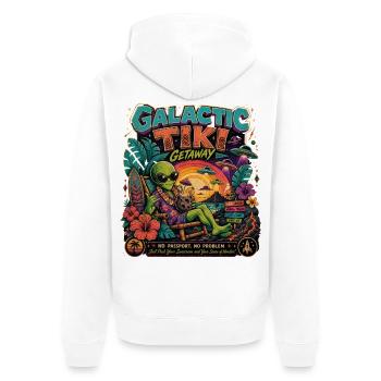 Galactic Tiki Alien Vacances rétro à Hawaï Science-fiction - Veste à capuche bio Premium Unisexe - blanc - Dos - Thijin (182cm)