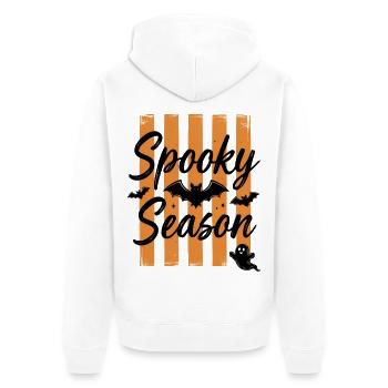 Spooky Season Bat Script - Horror Halloween - Unisex Premium Organic Zip Hoodie - white - Back - Thijin (182cm)