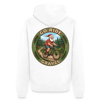 Saint sur un vélo de gravel - Veste à capuche bio Premium Unisexe - blanc - Dos - Thijin (182cm)