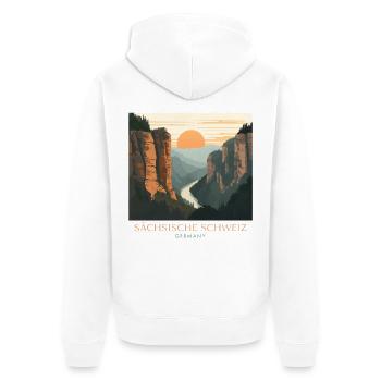 Saxon Switzerland | Vintage National Park - Unisex Premium Organic Zip Hoodie - white - Back - Thijin (182cm)