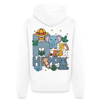 H c’est pour Hippo Zoo Party Jungle Zoo Birthday - Veste à capuche bio Premium Unisexe - blanc - Dos - Thijin (182cm)