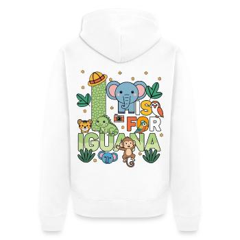 I Is For Iguana Zoo Party Jungle Zoo Birthday - Unisex Premium Organic Zip Hoodie - white - Back - Thijin (182cm)