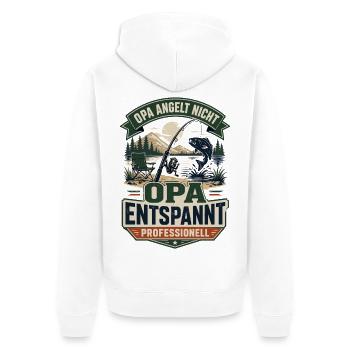Opa entspannt professionell – Anglerhumor - Unisex Premium Bio Zip Hoodie - Weiß - Hinten - Thijin (182cm)