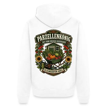 Parzellenkönig seit dem ersten Gießdienst - Unisex Premium Bio Zip Hoodie - Weiß - Hinten - Thijin (182cm)