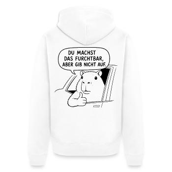 Ironisches Geschenk für Kollegen im Büro - Unisex Premium Bio Zip Hoodie - Weiß - Hinten - Thijin (182cm)