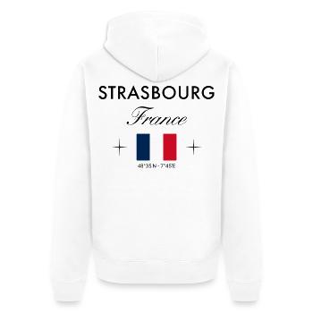 Strasbourg France Coordonnées Souvenir de voyage - Veste à capuche bio Premium Unisexe - blanc - Dos - Thijin (182cm)