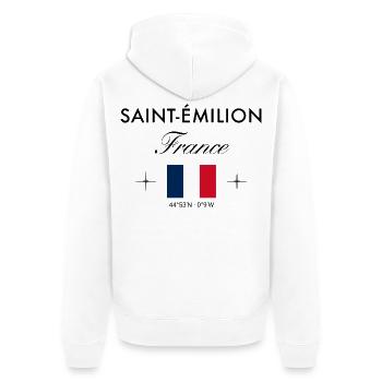 Saint Emilion Frankreich Koordinate Reise Souvenir - Unisex Premium Bio Zip Hoodie - Weiß - Hinten - Thijin (182cm)