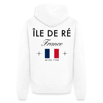 Ile de Re Frankreich Koordinaten Reise Souvenir - Unisex Premium Bio Zip Hoodie - Weiß - Hinten - Thijin (182cm)