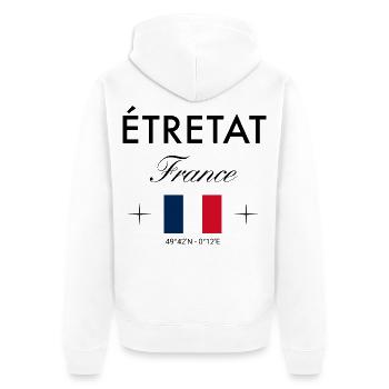 Etretat Frankreich Koordinaten Reise Souvenir - Unisex Premium Bio Zip Hoodie - Weiß - Hinten - Thijin (182cm)