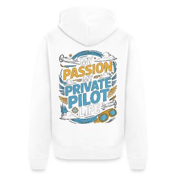 Pilote privé Ma passion Mon passionné d’aviation - Veste à capuche bio Premium Unisexe - blanc - Dos - Thijin (182cm)