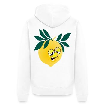 Müde Zitrone - Unisex Premium Bio Zip Hoodie - Weiß - Hinten - Thijin (182cm)