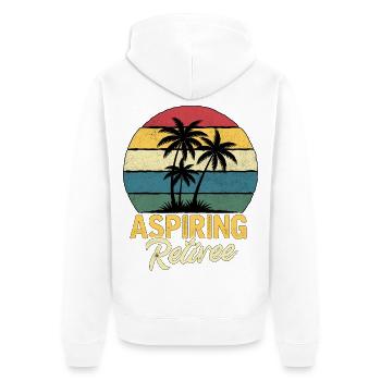 Aspiring Retiree - Unisex Premium Organic Zip Hoodie - white - Back - Thijin (182cm)