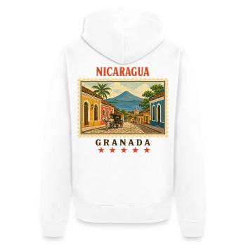 Nicaragua Granada Vintage Reisemarke - Unisex Premium Bio Zip Hoodie - Weiß - Hinten - Thijin (182cm)