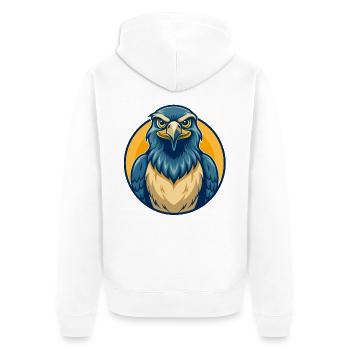 Falcon Kawaii Maskottchen-Cartoon-Clipart-Logo - Unisex Premium Bio Zip Hoodie - Weiß - Hinten - Thijin (182cm)