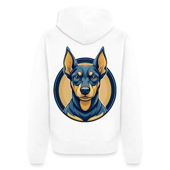 Deutscher Pinscher-Hund Kawaii Maskottchen Cartoon-Clipart - Unisex Premium Bio Zip Hoodie - Weiß - Hinten - Thijin (182cm)