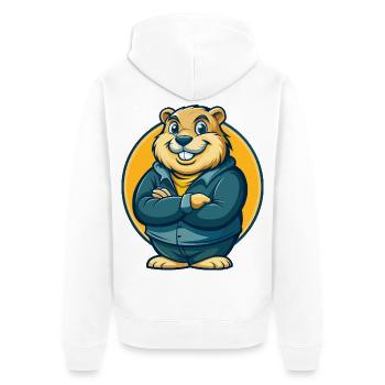 Logo clipart de la mascotte Gopher Kawaii - Veste à capuche bio Premium Unisexe - blanc - Dos - Thijin (182cm)