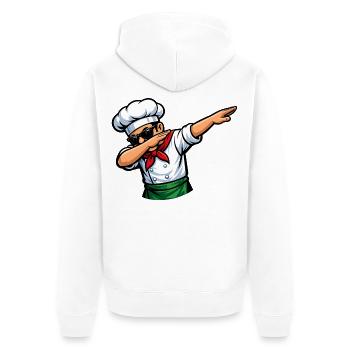 Dabbing Italienischer Pizzabäcker - Unisex Premium Bio Zip Hoodie - Weiß - Hinten - Thijin (182cm)