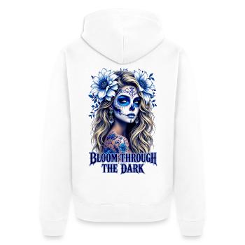 Bloom Through The Dark Sugar Skull - Unisex Premium Bio Zip Hoodie - Weiß - Hinten - Thijin (182cm)